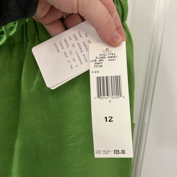 Jones New York Sport Green Cropped Linen pants size 12 drawstring elastic waist - Picture 7 of 12